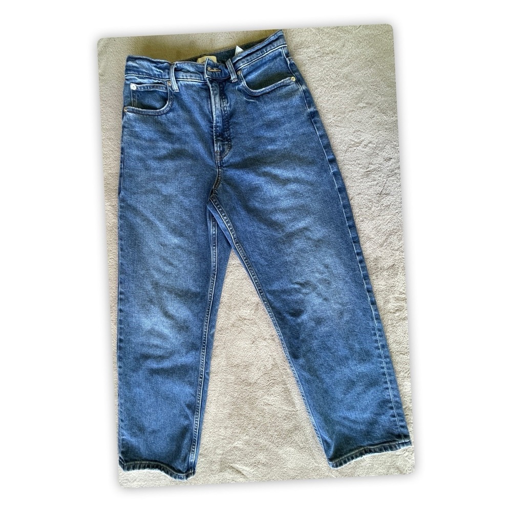 Everlane Women's 28R High Rise Straight Leg Jeans Organic Cotton Blue